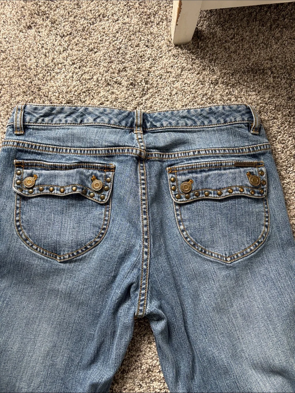 Michael‎ Kors Women's Blue Bootcut Jeans size 10 Low-rise Studded Cotton Pockets